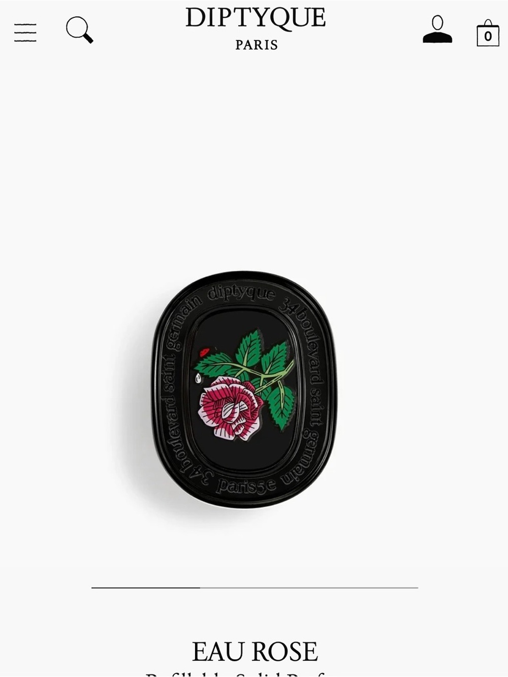 Diptyque Paris 34 Eau rose Oval case and pouch only